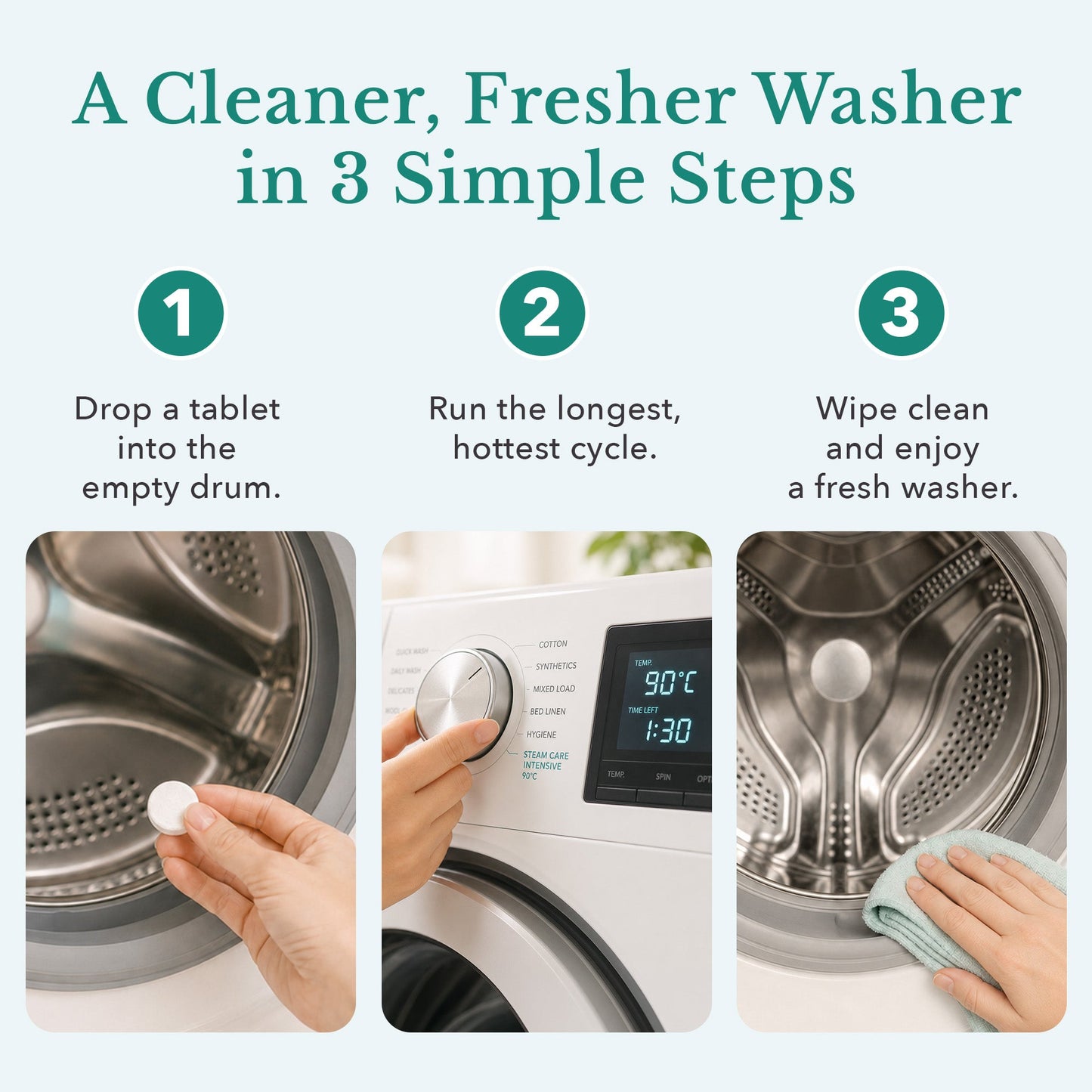 JH HomeCare Washing Machine Cleaner Tablets – 8 Count